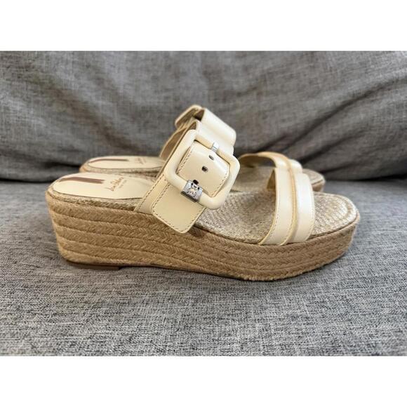 Sam Edelman Carson Platform Wedge Espadrille Slide Sandal Womens 8.5 Cream - Picture 2 of 11